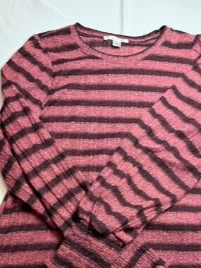 JohnPaulRichard Pink & Brown Striped Crewneck Sweater